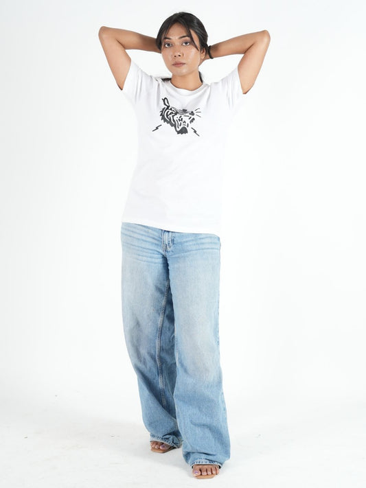 Oversized White Printed T-Shirt maanver clothing