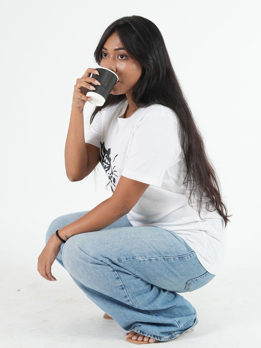 Oversized White Printed T-Shirt maanver clothing
