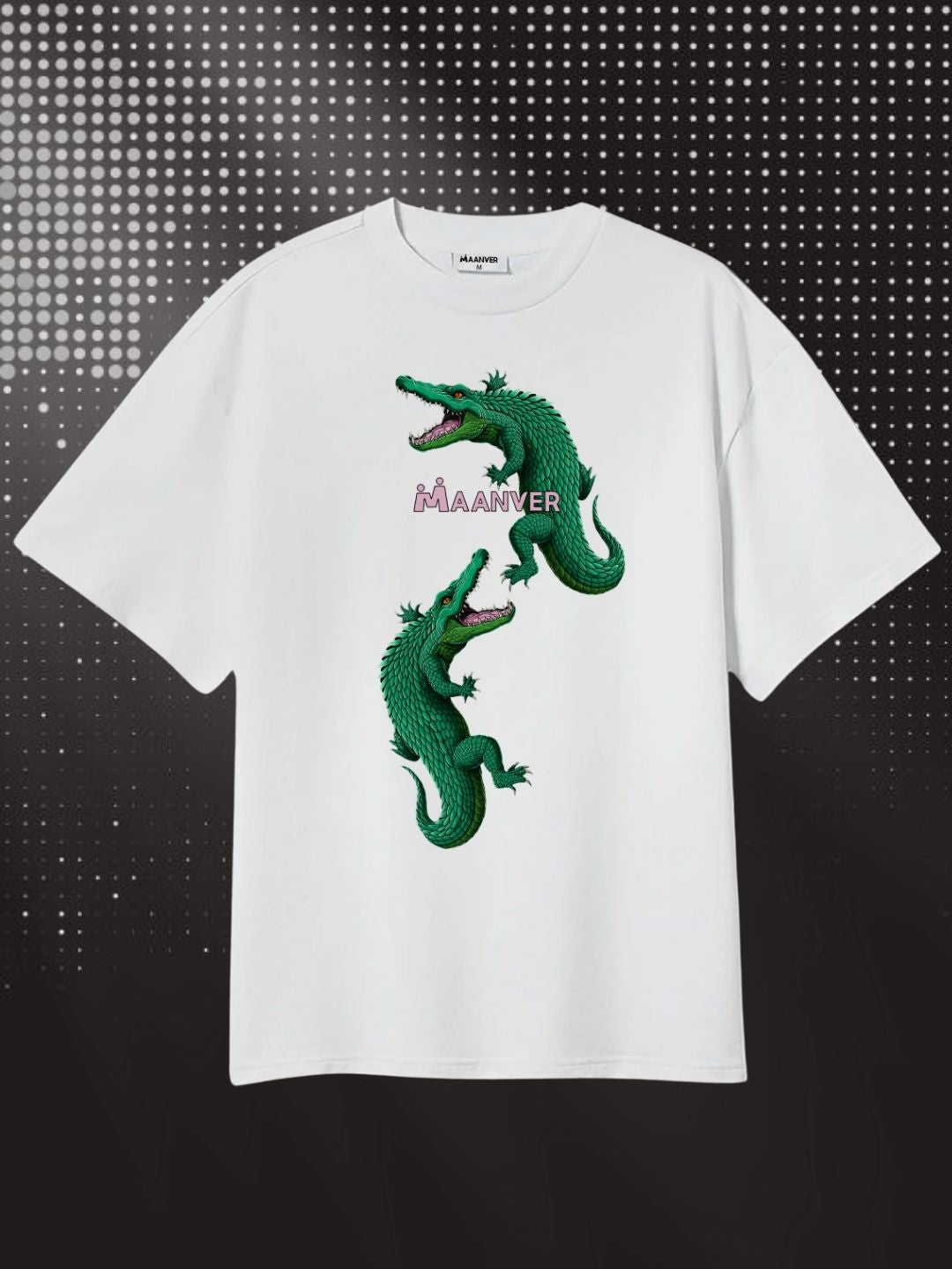 Classic white Crocodile Graphic Oversized T-Shirt – Unisex Streetwear Style Maanver.com