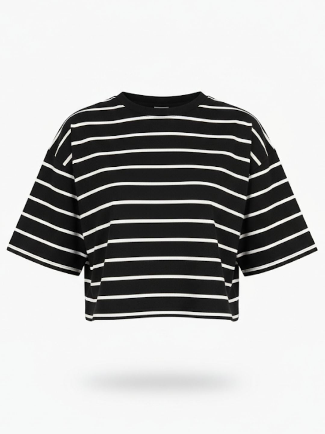Black Artistic Crop Top Oversized T-shirt
