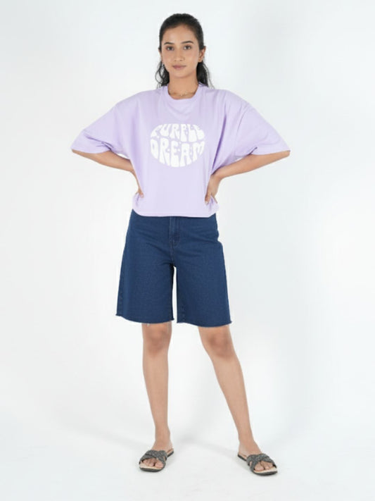 Lavender Crop Top Printed Tees maanver clothing