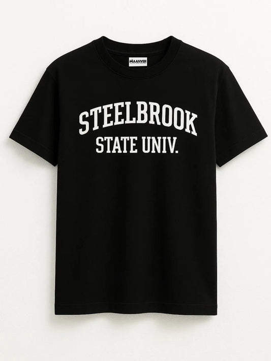 Black Oversized Printed T-shirt maanver clothing