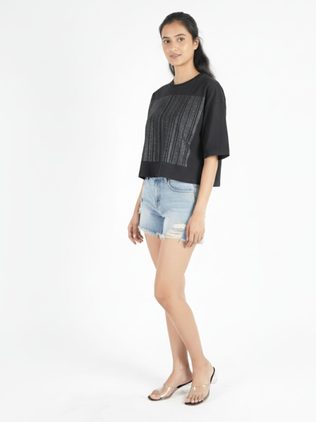 Black Crop Top Party Wear maanver clothing
