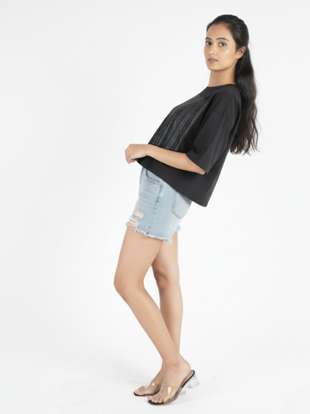 Black Crop Top Party Wear maanver clothing