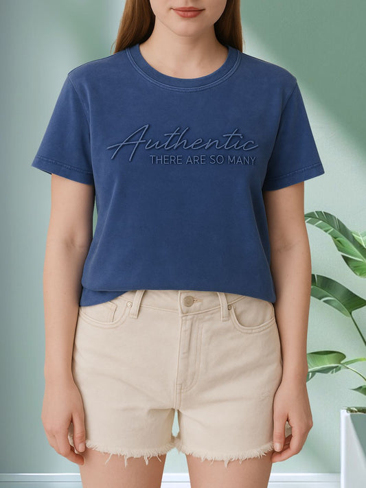 Vintage Washed Blue T-Shirt – Embroidered maanver clothing