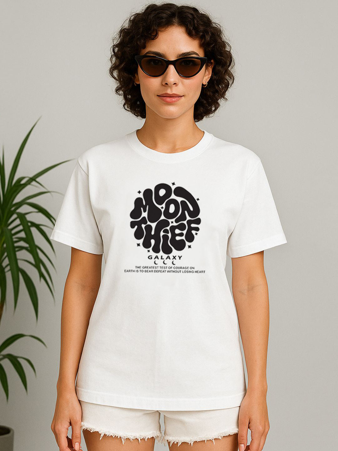 Oversized White Printed T-Shirt - Maanver.com