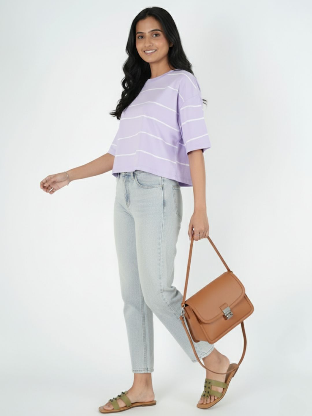 Lavender Artistic Crop Top Oversized T-shirt maanver clothing