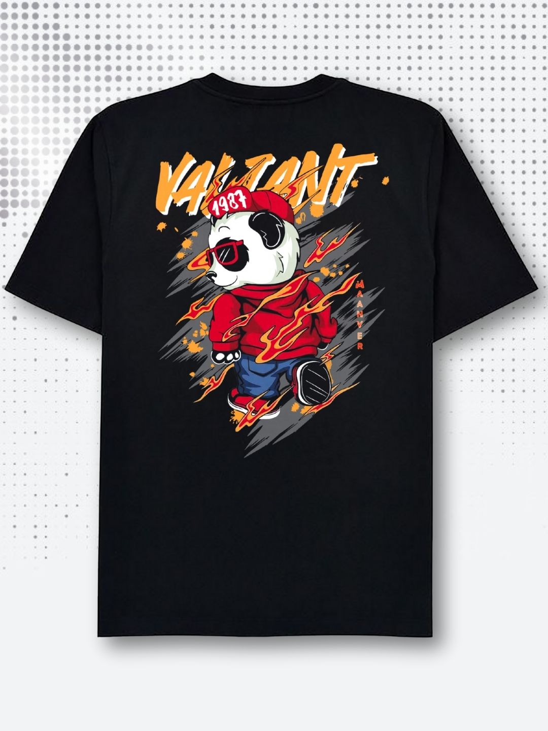 Black Oversized Graphic T-Shirt - Valiant Panda Streetwear