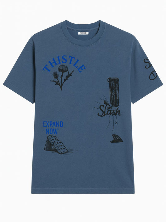 Urban Thistle Graphic Tee – Denim Blue Maanver.com