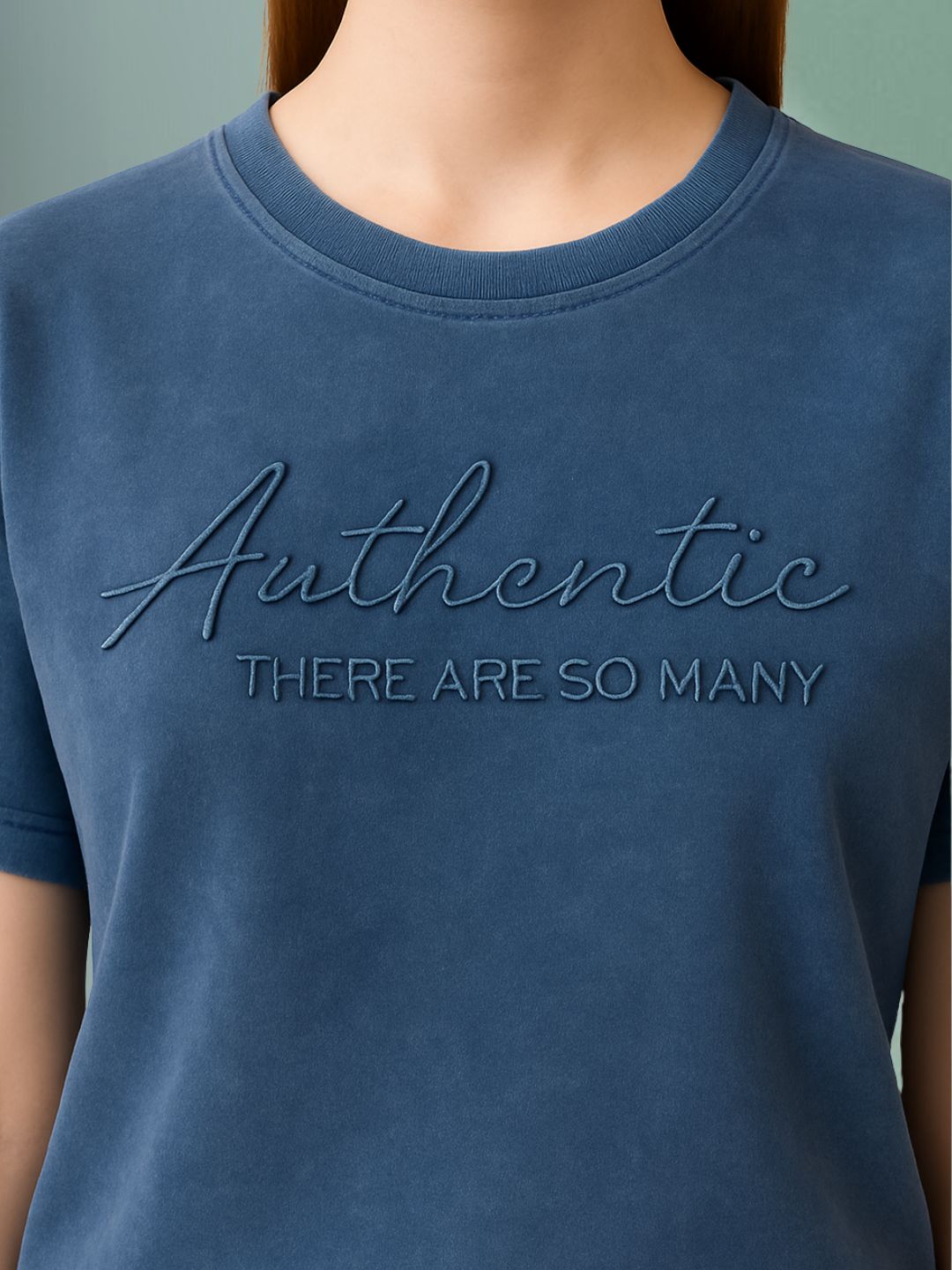 Vintage Washed Blue T-Shirt – Embroidered maanver clothing