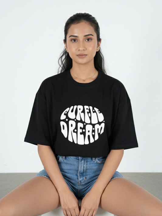 Black Crop Top Oversized T-shirt maanver clothing