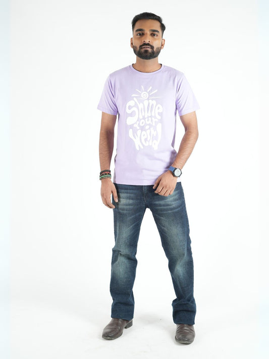 Lavender Printed Over Sized T-Shirt maanver clothing