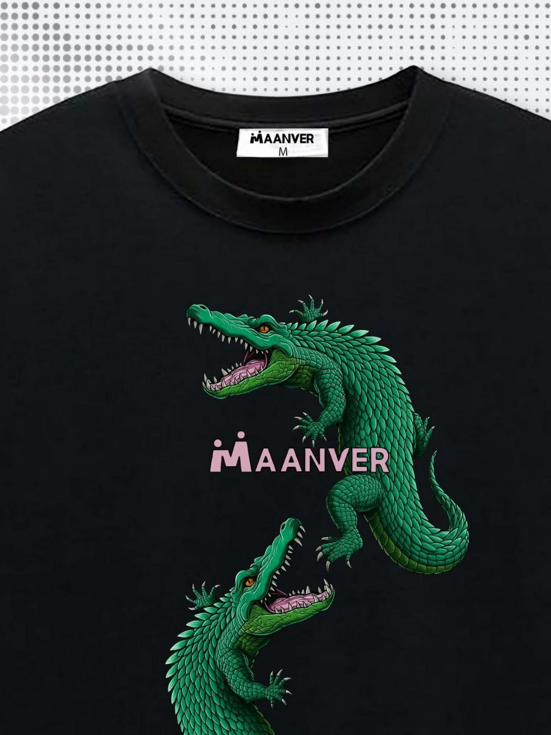 Classic Black Crocodile Graphic Oversized T-Shirt – Unisex Streetwear Style Maanver.com