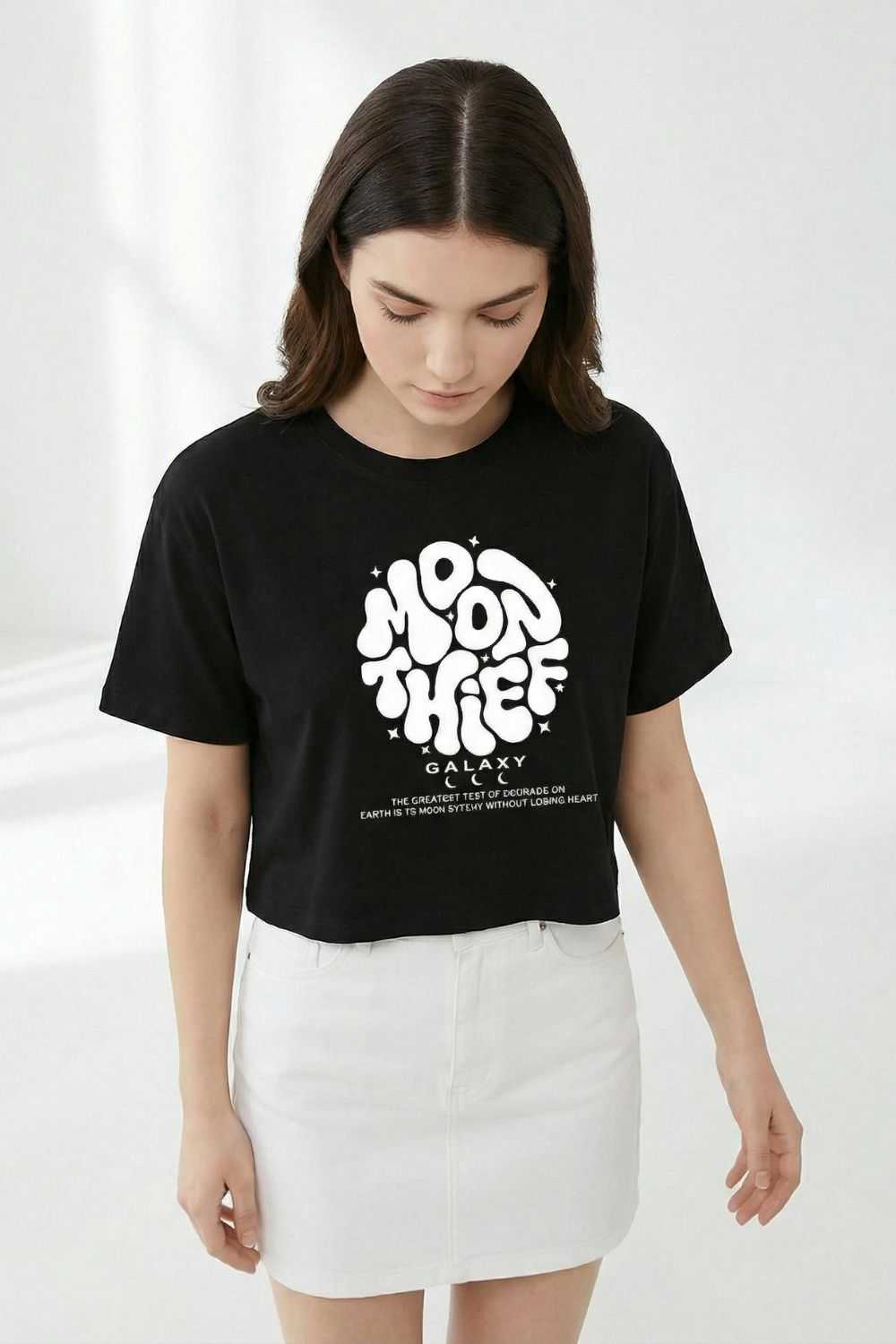 Black Crop Top Oversized T-shirt maanver clothing