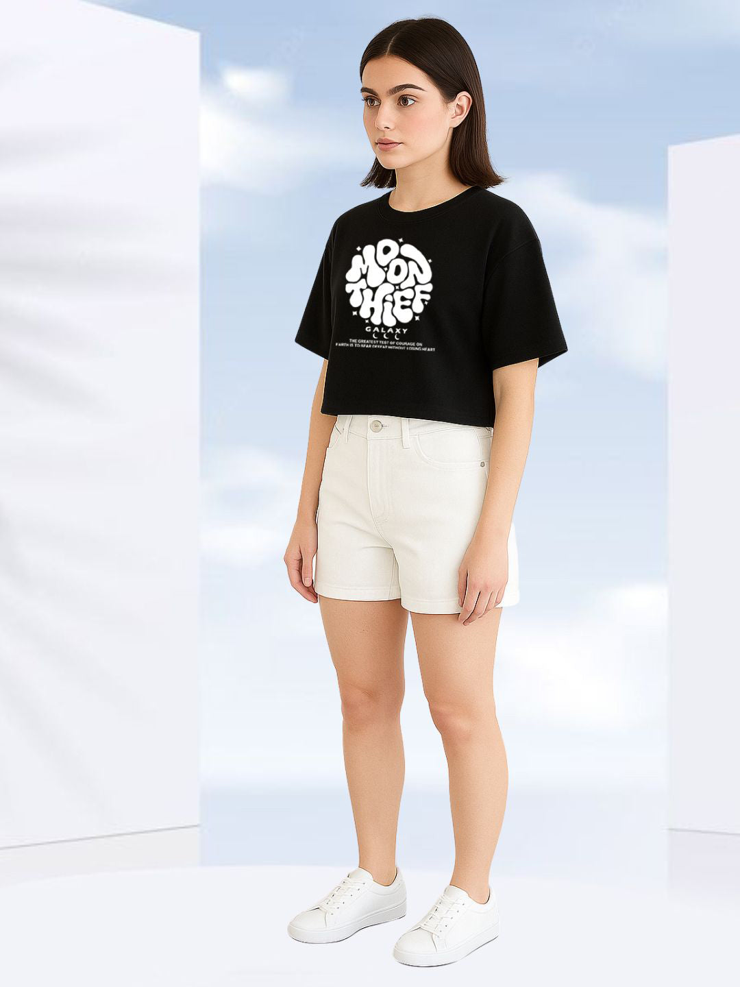 Black Crop Top Oversized T-shirt