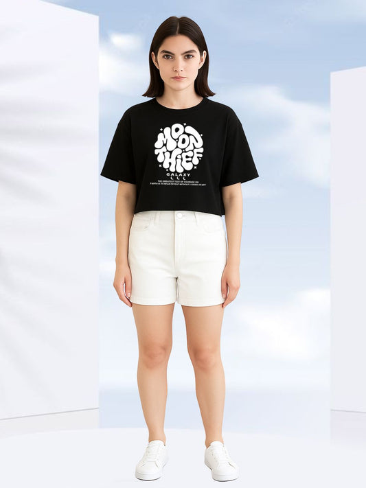 Black Crop Top Oversized T-shirt