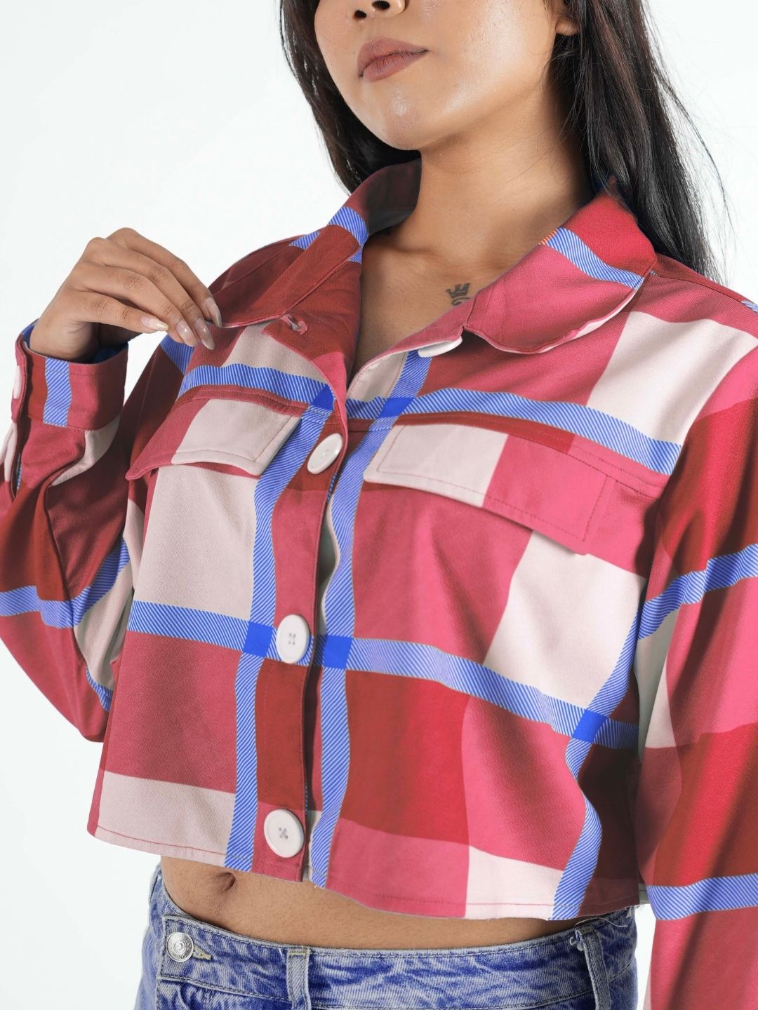 Pink Cropped Shacket for Women | Trendy Overshirt Maanver.com