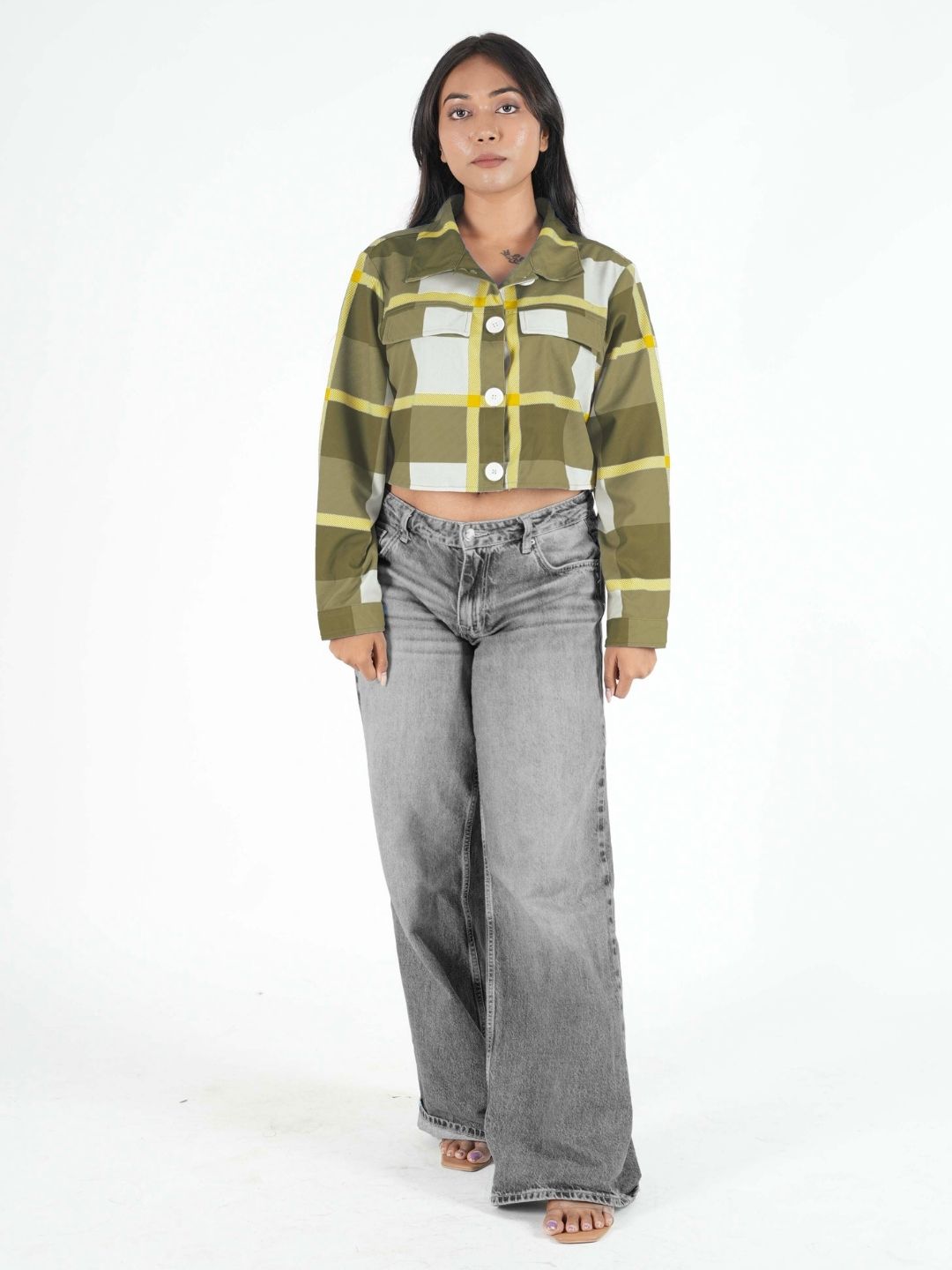 Olive Pastel Cropped Shacket for Women | Trendy Overshirt Maanver.com