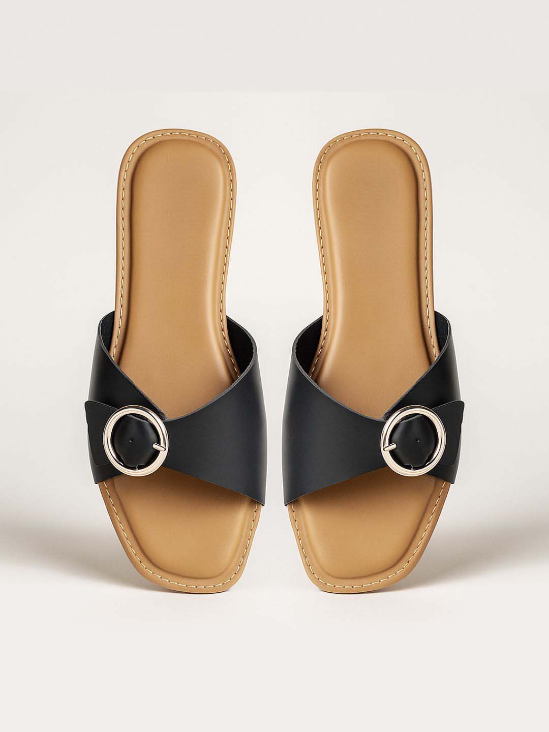 Modern Black Slip-Ons Sandals