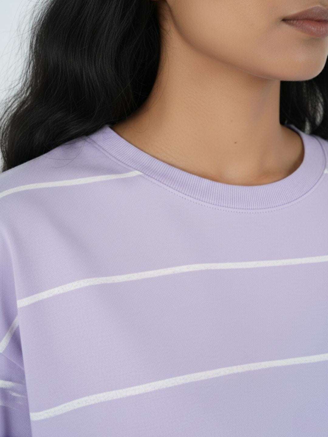 Lavender Artistic Crop Top Oversized T-shirt maanver clothing