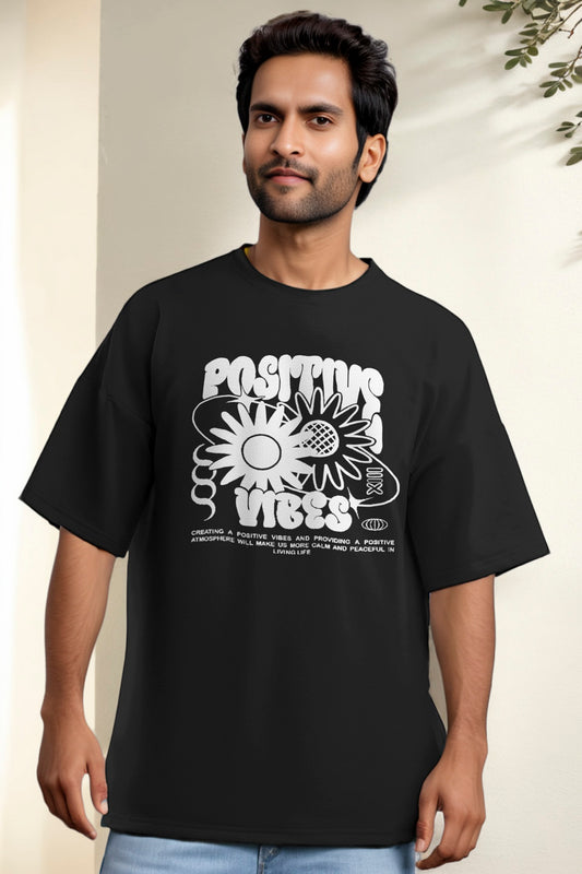 Black T-Shirt Postive Vibes - Maanver.com