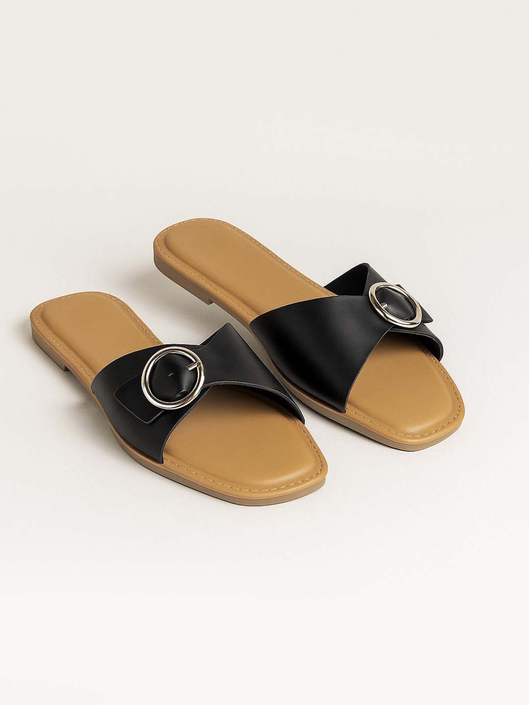 Modern Black Slip-Ons Sandals