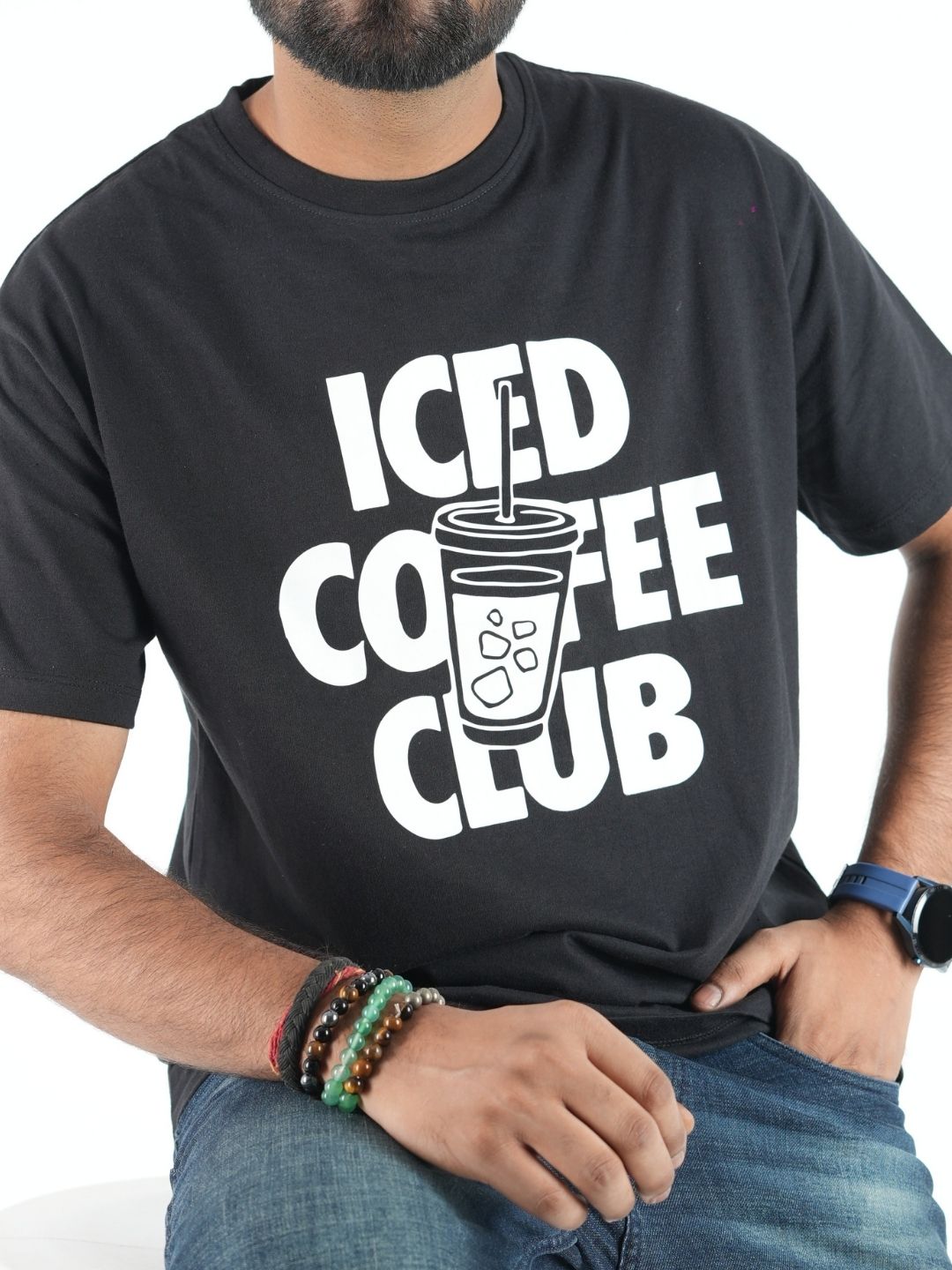 Black T-Shirt Iced Coffee Club maanver clothing