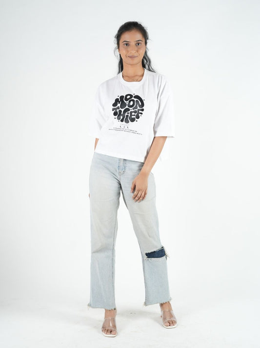 White Crop Top Oversized T-shirt