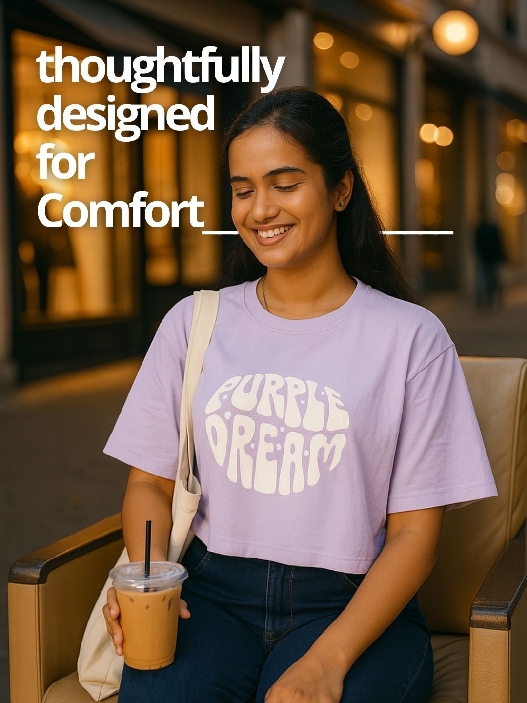 Lavender Crop Top Printed Tees maanver clothing