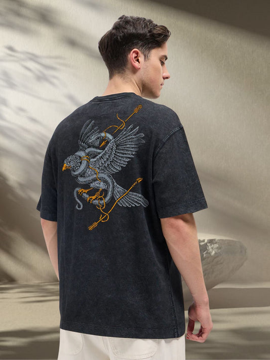 Black Falcon Graphic Oversized T-Shirt | Maanver Streetwear maanver clothing