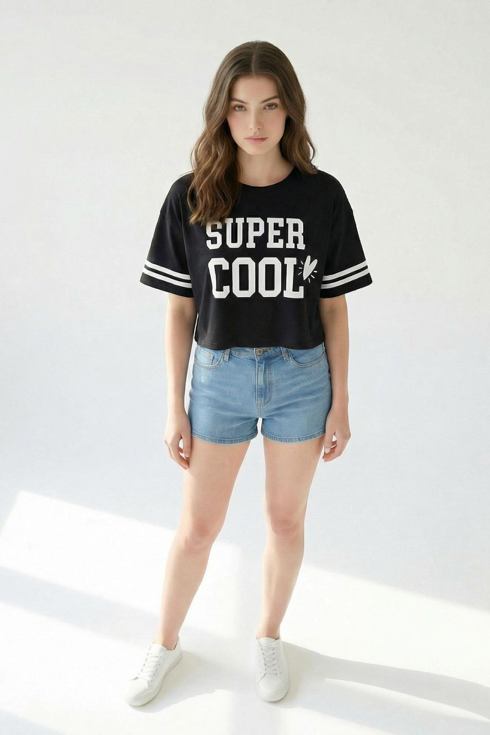 Super Cool Black Crop Top T-Shirt maanver clothing