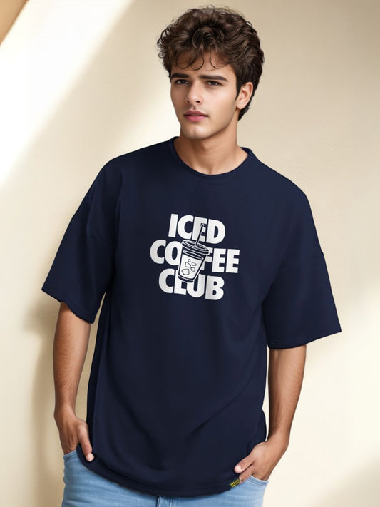 Navy Blue T-Shirt Iced Cofee Club - Maanver.com