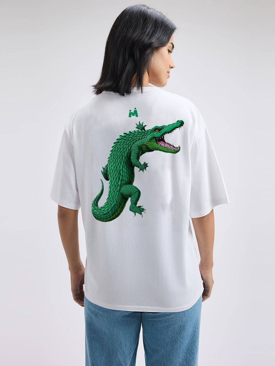 Classic white Crocodile Graphic Oversized T-Shirt – Unisex Streetwear Style Maanver.com