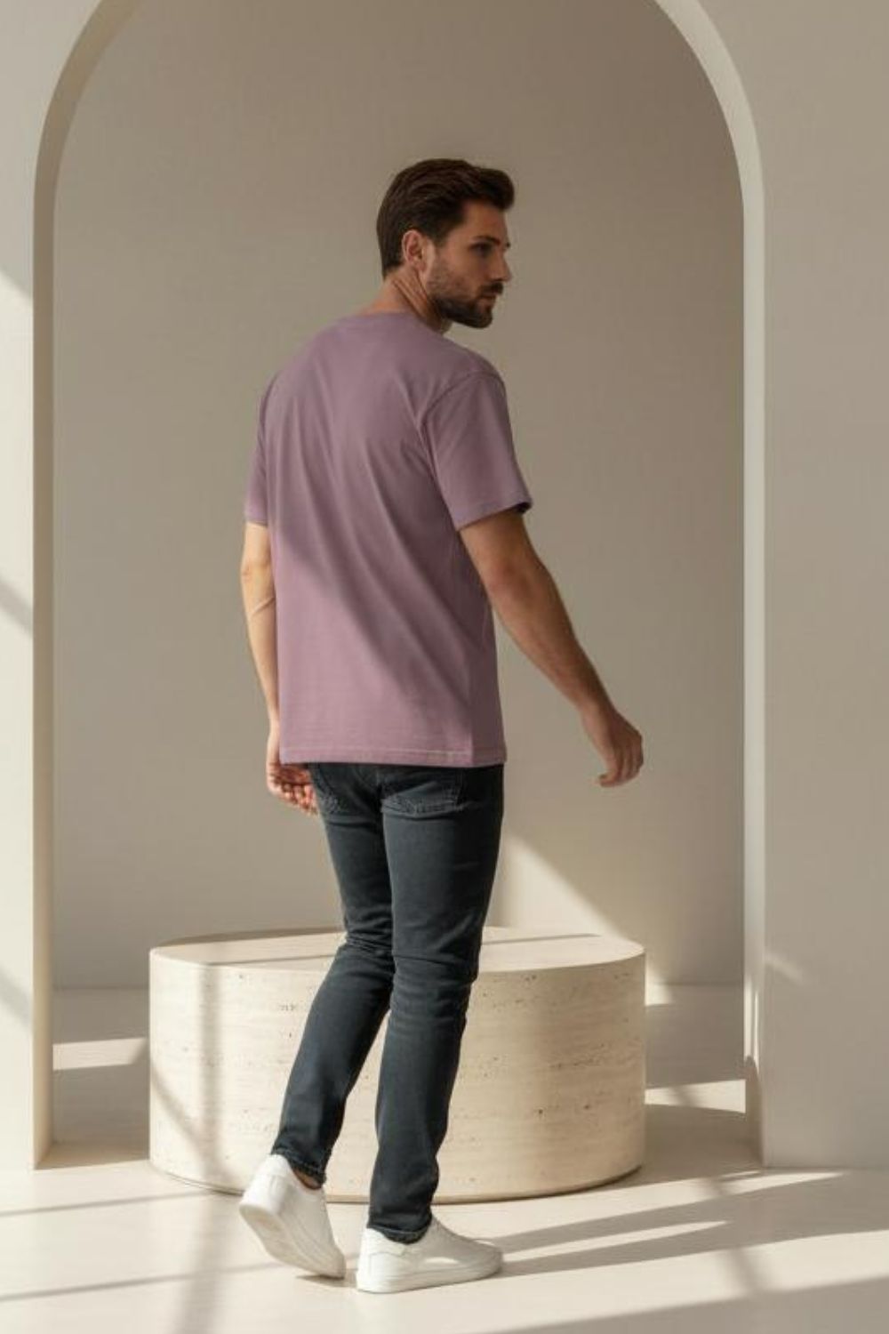 Dusty Rose Crew Neck T-Shirt Maanver.com