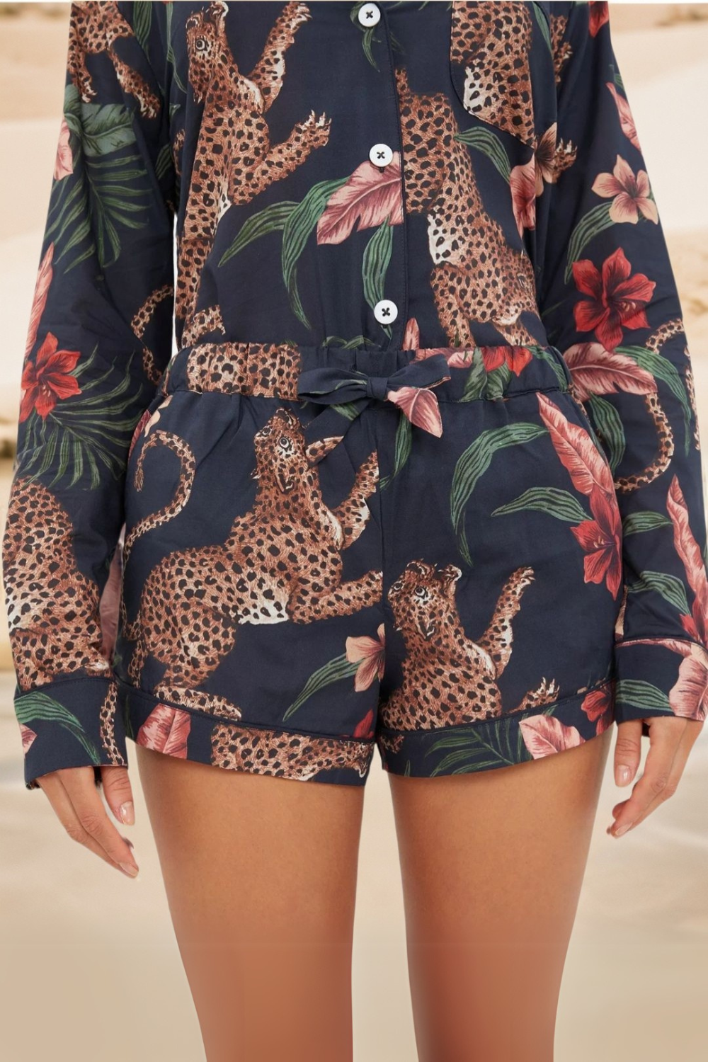 Animal Print Satin Cotton Short Coords - Maanver.com