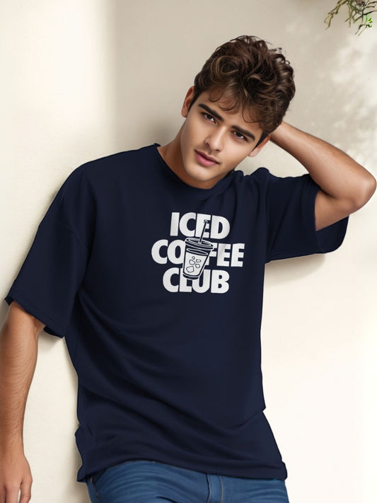 Navy Blue T-Shirt Iced Cofee Club - Maanver.com