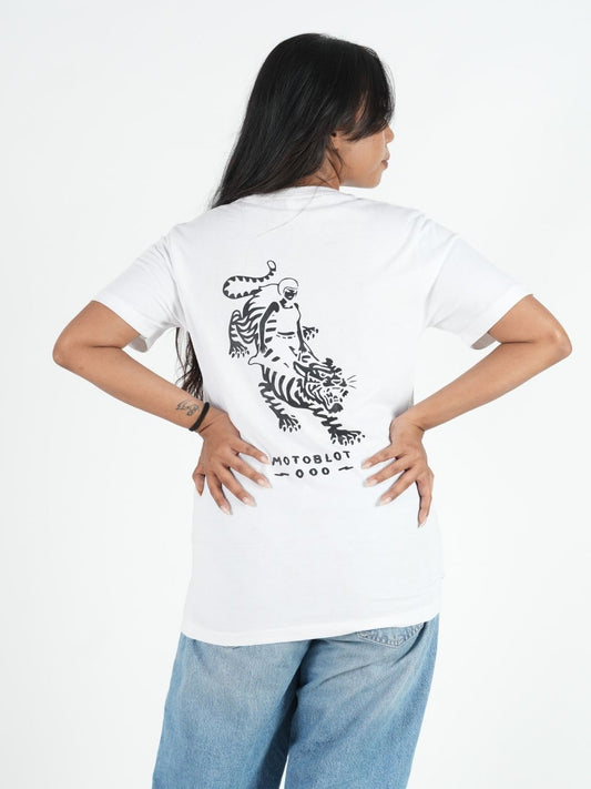 Oversized White Printed T-Shirt maanver clothing