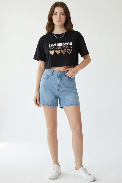 Animal Abst Black Crop Top T-Shirt maanver clothing