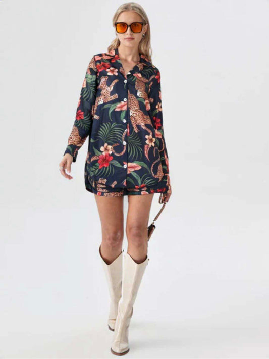 Animal Print Satin Cotton Short Coords Maanver.com