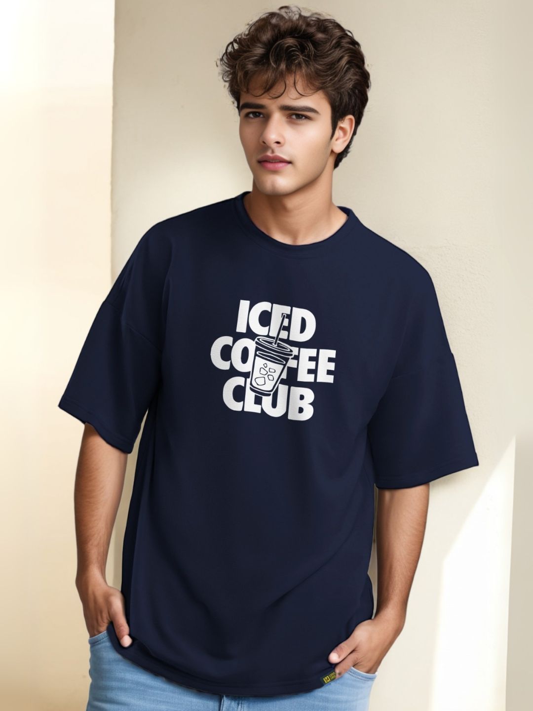 Navy Blue T-Shirt Iced Cofee Club - Maanver.com