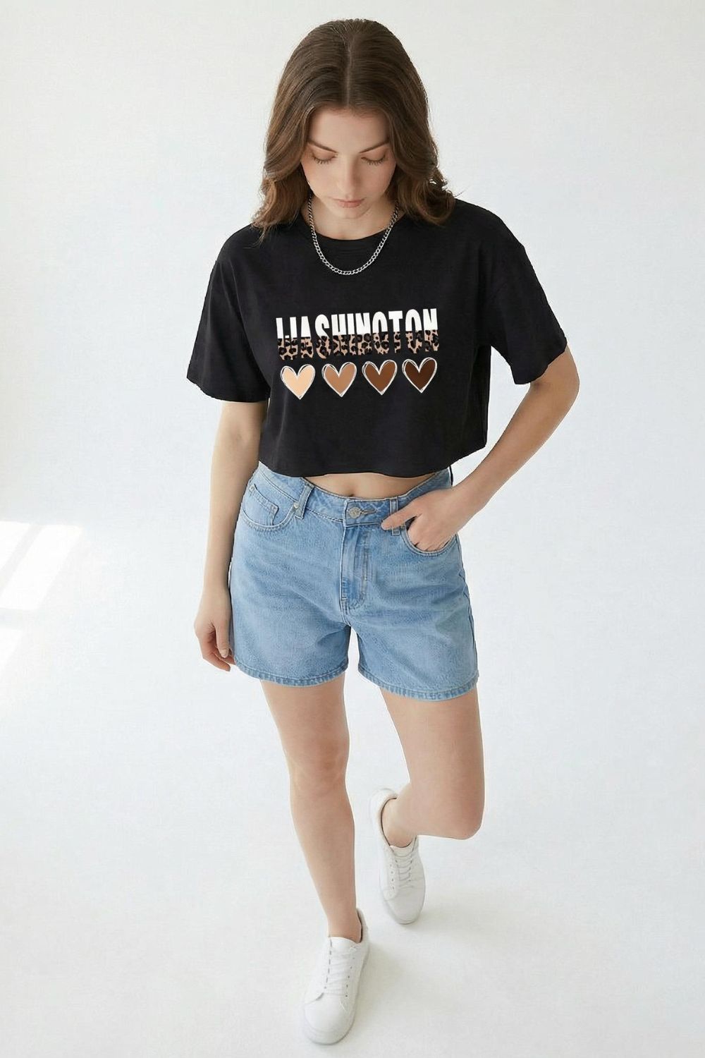 Animal Abst Black Crop Top T-Shirt maanver clothing