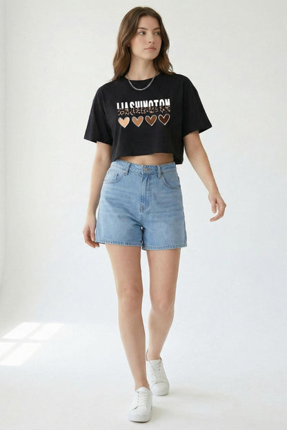 Animal Abst Black Crop Top T-Shirt maanver clothing