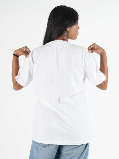 White Oversized Printed T-Shirt maanver clothing