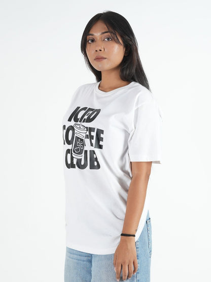 White Oversized Printed T-Shirt maanver clothing