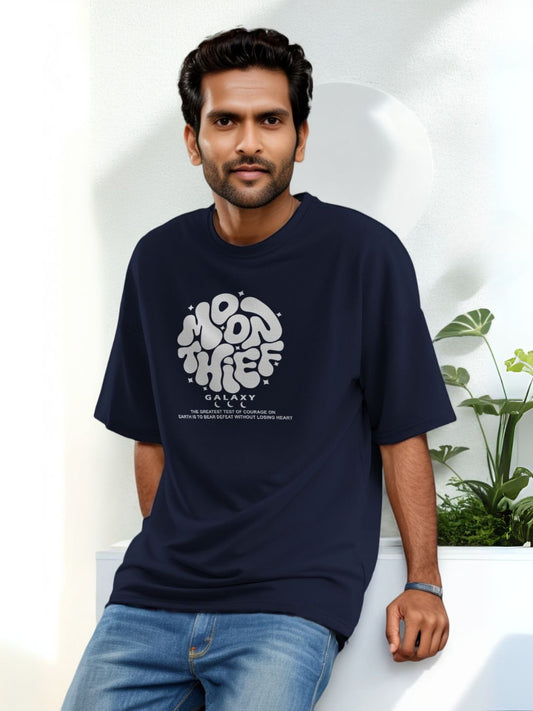 Navy Blue T-Shirt Moon There - Maanver.com