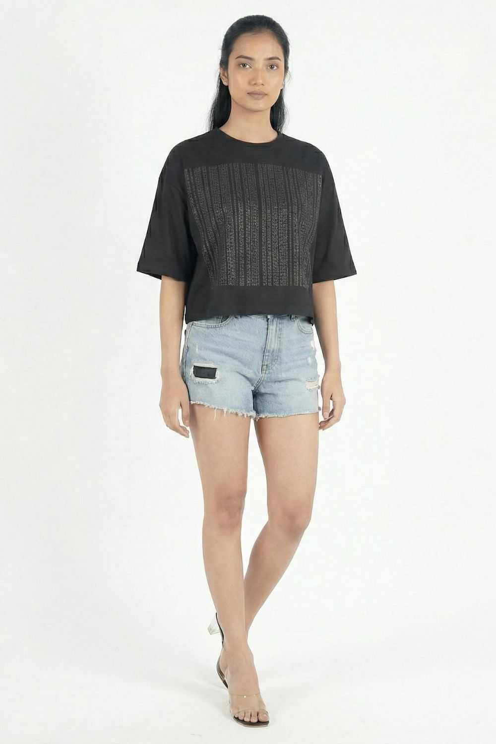 Black Crop Top Party Wear maanver clothing