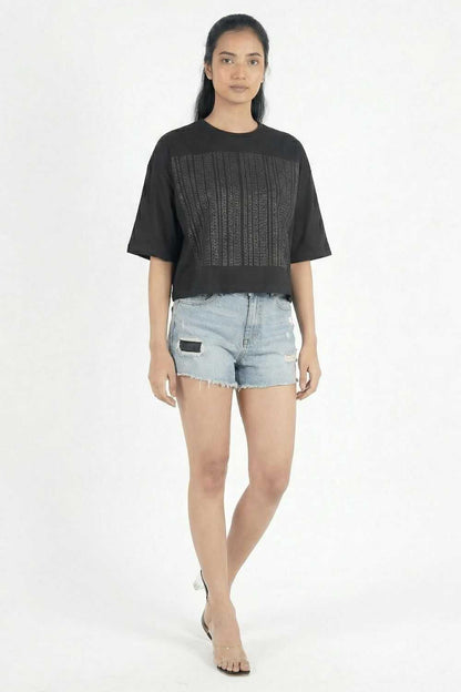 Black Crop Top Party Wear maanver clothing