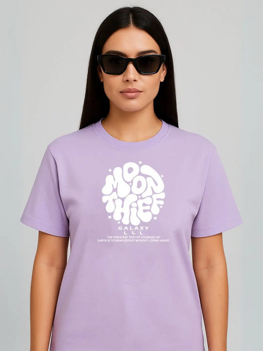 Lavender  Printed Over Sized T-Shirt maanver clothing