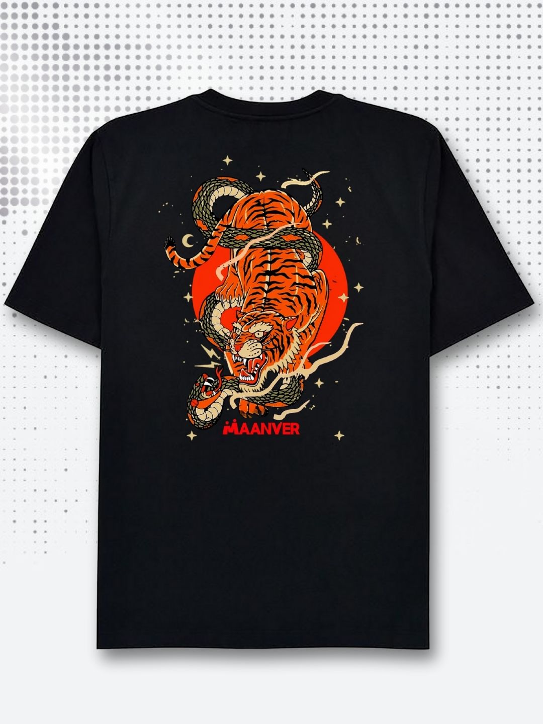 White Oversized Graphic T-Shirt – Tiger & Snake Print Maanver.com