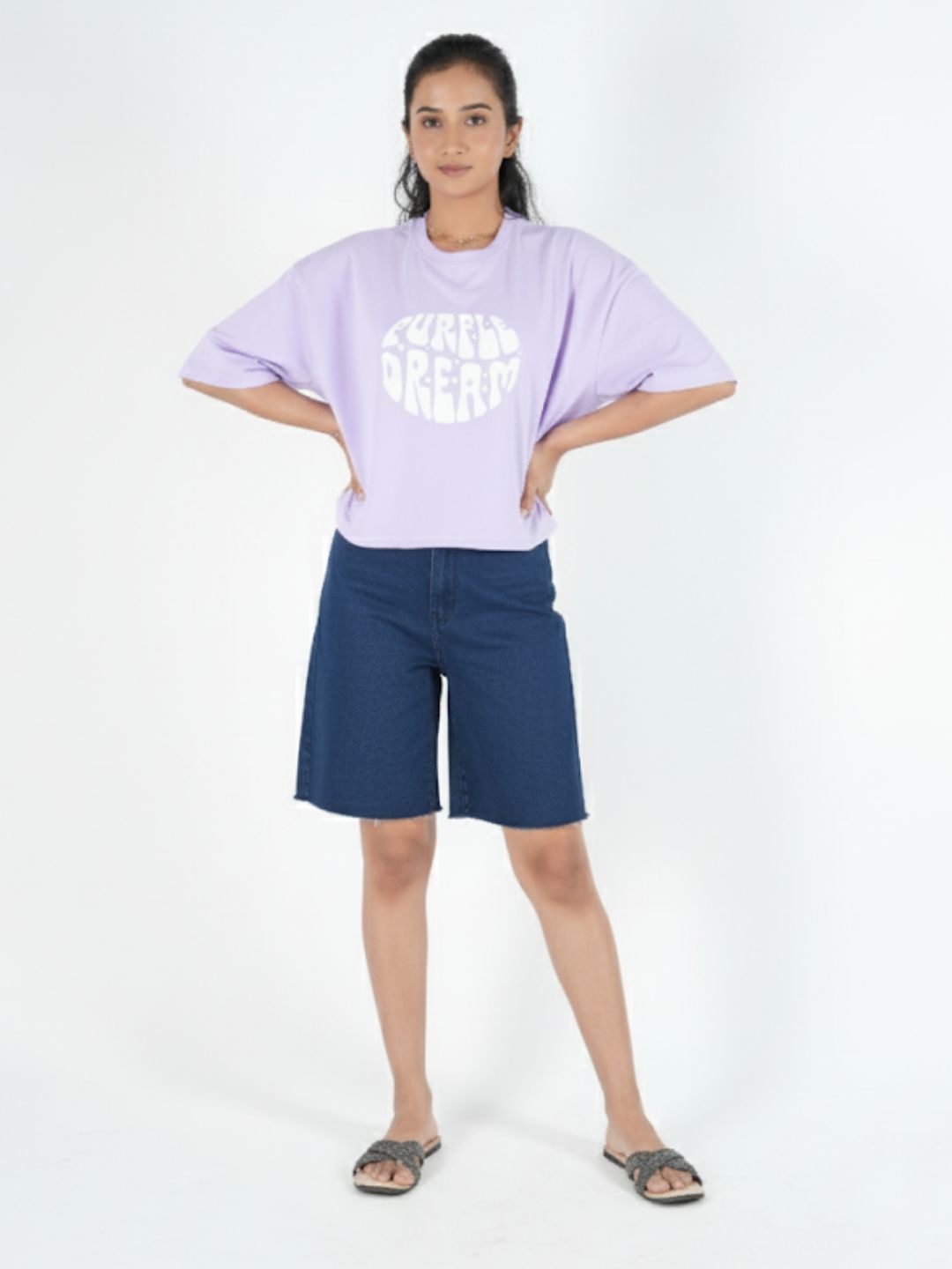 Lavender Crop Top  Printed Tees maanver clothing